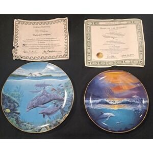 Reco & Franklin Mint Dolphin Collectors Plates Lot of 2 w/ COA